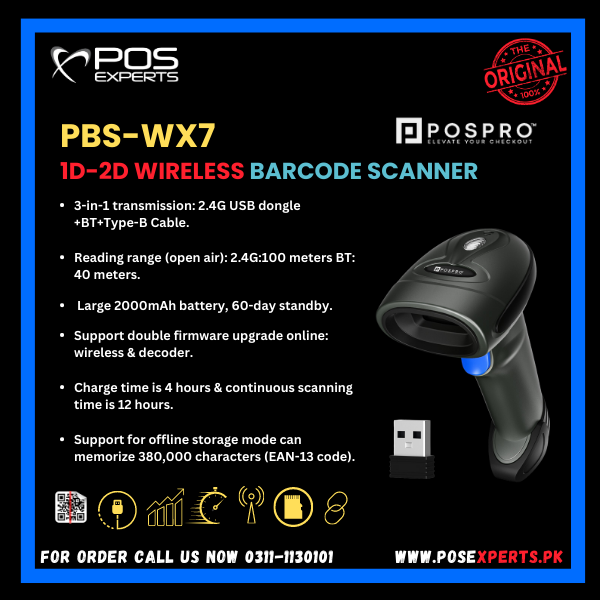 POS Experts: PBS-WX7 WIRELESS SCANNER BLUETOOTH + DONGLE