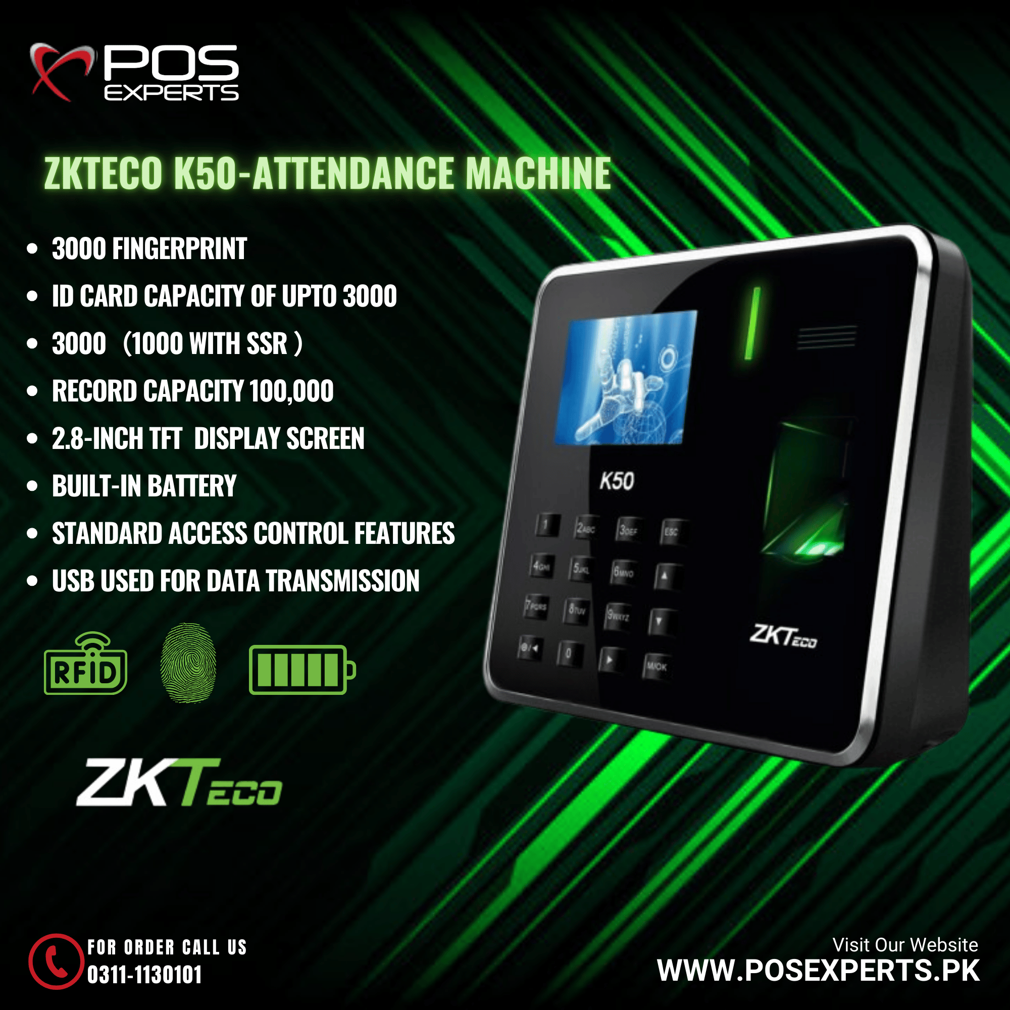 Zk Machine POS Experts: ZKTeco k50 - Attendance Machine